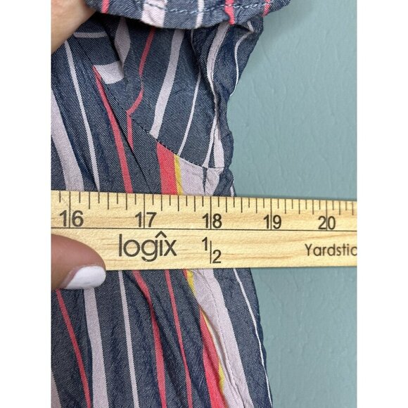 Express Women's Large Striped Off Shoulder Flowy Tie Front Boho Crop Top - Picture 10 of 10